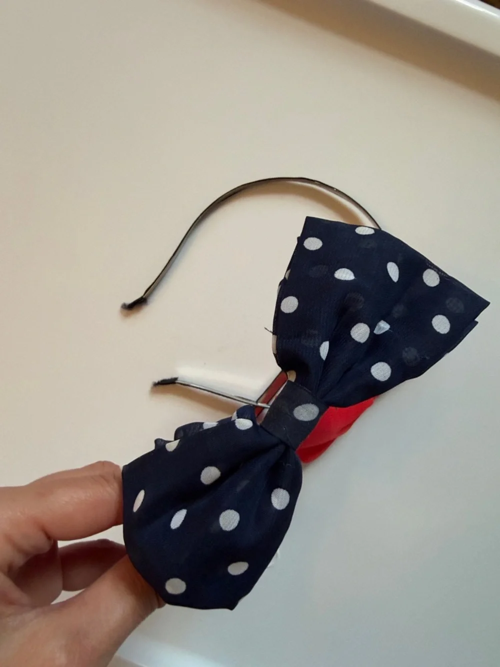 Kids Bow Headband Set - Red & Navy Polka Dot